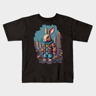 LoFi HopHop Rabbit Pixel Art Kids T-Shirt